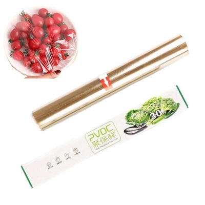 Baik Aman 30cm*15m PVDC Food Cling Wrap Film Untuk Sandwich 140 oC Suhu dalam
