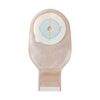 Medical One Piece Ostomy Bag Stoma Bag Warna Beige Drainable 65mm Cut One Piece System Kantong Ostomi