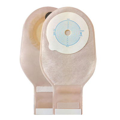 Medical One Piece Ostomy Bag Stoma Bag Warna Beige Drainable 65mm Cut One Piece System Kantong Ostomi