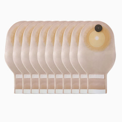 Medical One Piece Ostomy Bag Stoma Bag Warna Beige Drainable 65mm Cut One Piece System Kantong Ostomi